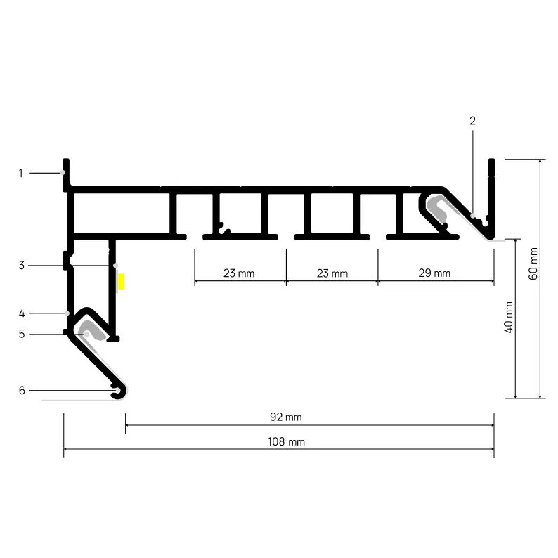 Perfil CURTINA X403, esquema anotado