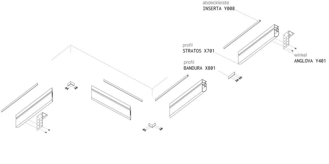 Perfil STRATOS X701, esquema de montaje