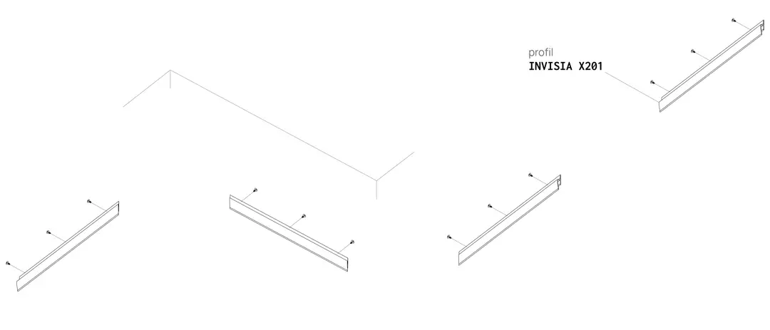 Perfil INVISIA X201, esquema de montaje