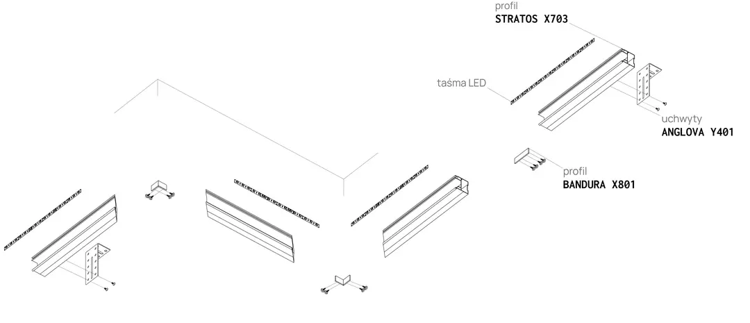 Perfil STRATOS X703, esquema de montaje