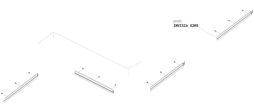 Perfil INVISIA X205, esquema de montaje